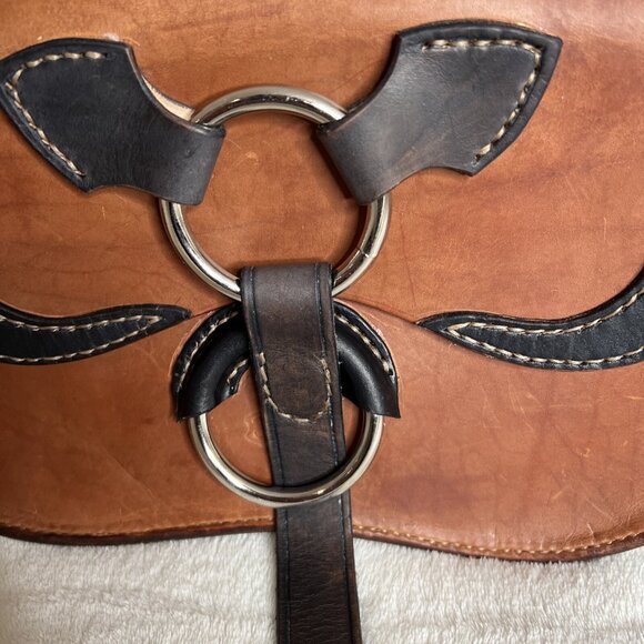 Jagger Vintage Brown Leather Saddlebag Purse With Adjustable Strap & Unique - Picture 2 of 10